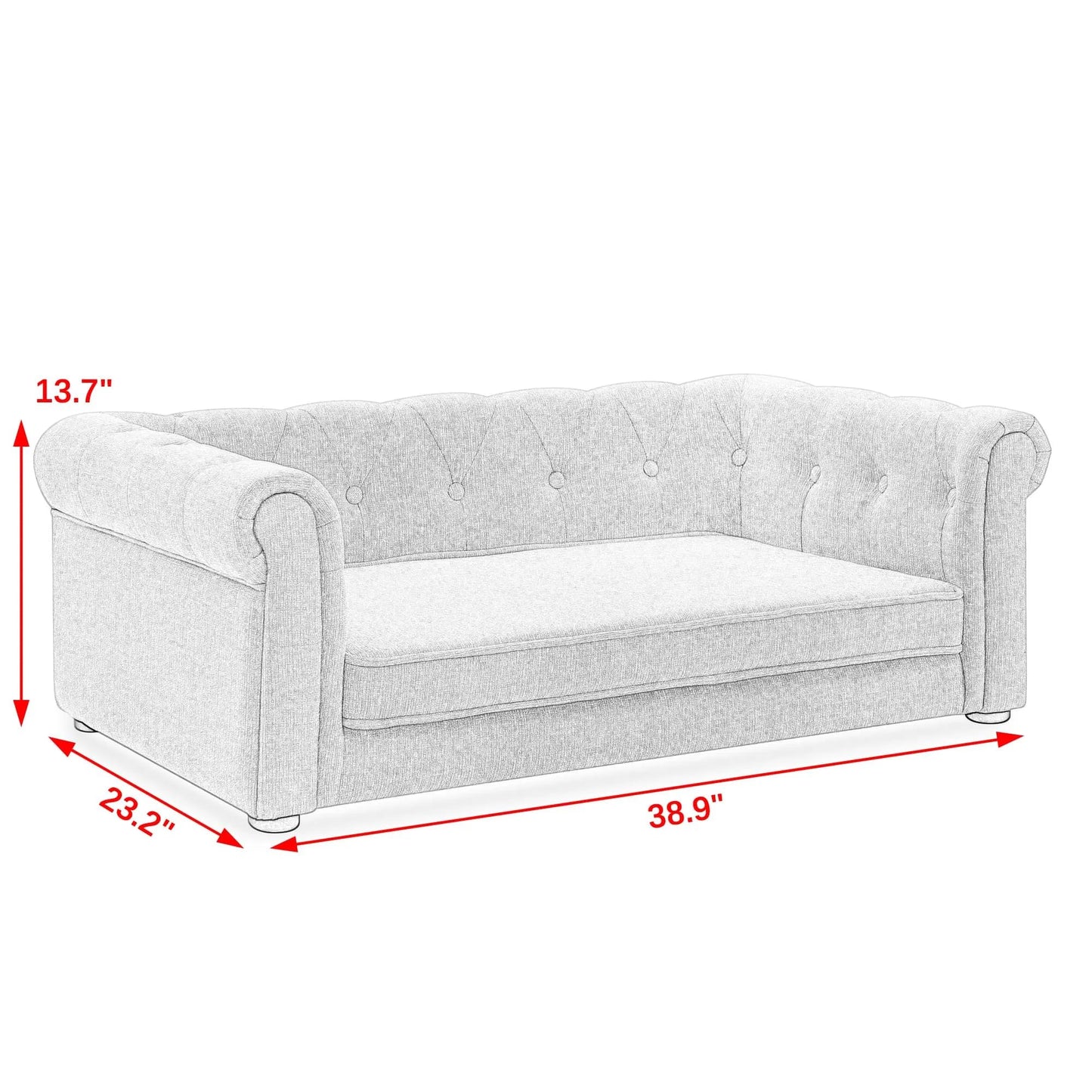 HeyTails Orthopedic Dog Sofa Bed with Backrest & Armrests for Medium Large Dogs