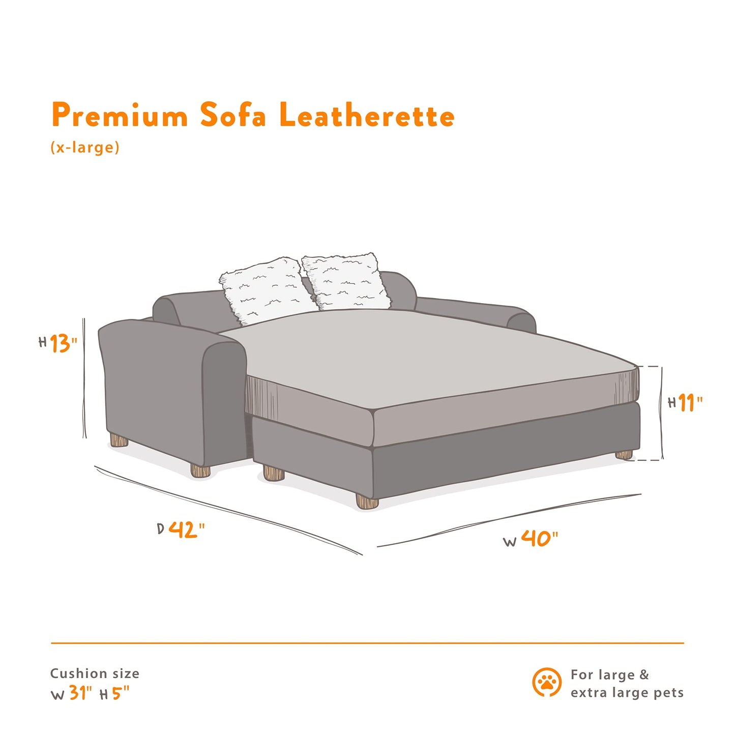 Moots Premium Leatherette Pets Sofa Luxury Leatherette Dog Sofa Couch for Extra Large Pets