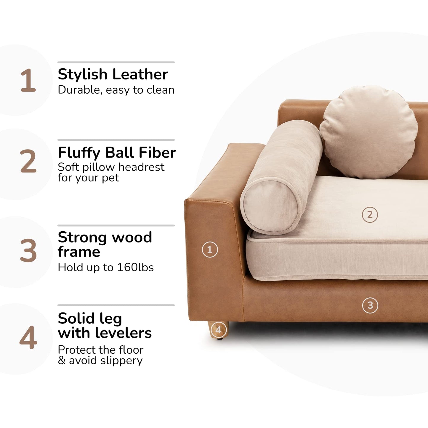 Chester XXL Orthopedic Memory Foam Dog Bed Calming Sofa Couch with Washable Cover