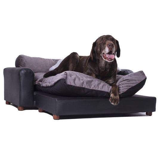 Moots Premium Leatherette Pets Sofa Luxury Leatherette Dog Sofa Couch for Extra Large Pets