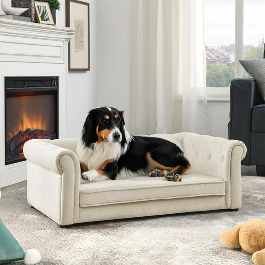 HeyTails Orthopedic Dog Sofa Bed with Backrest & Armrests for Medium Large Dogs