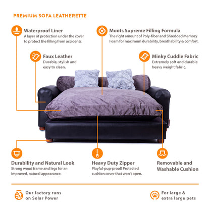 Moots Premium Leatherette Pets Sofa Luxury Leatherette Dog Sofa Couch for Extra Large Pets