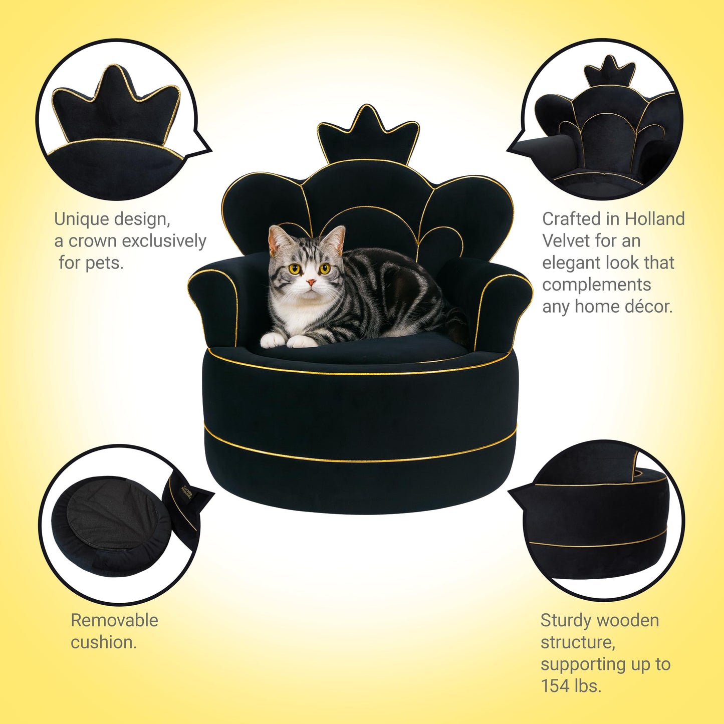 Cuddle Republic Luxury Velvet Pet Sofa Chair Scratch Resistant Dog Couch